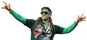 Rugby fan celebrating